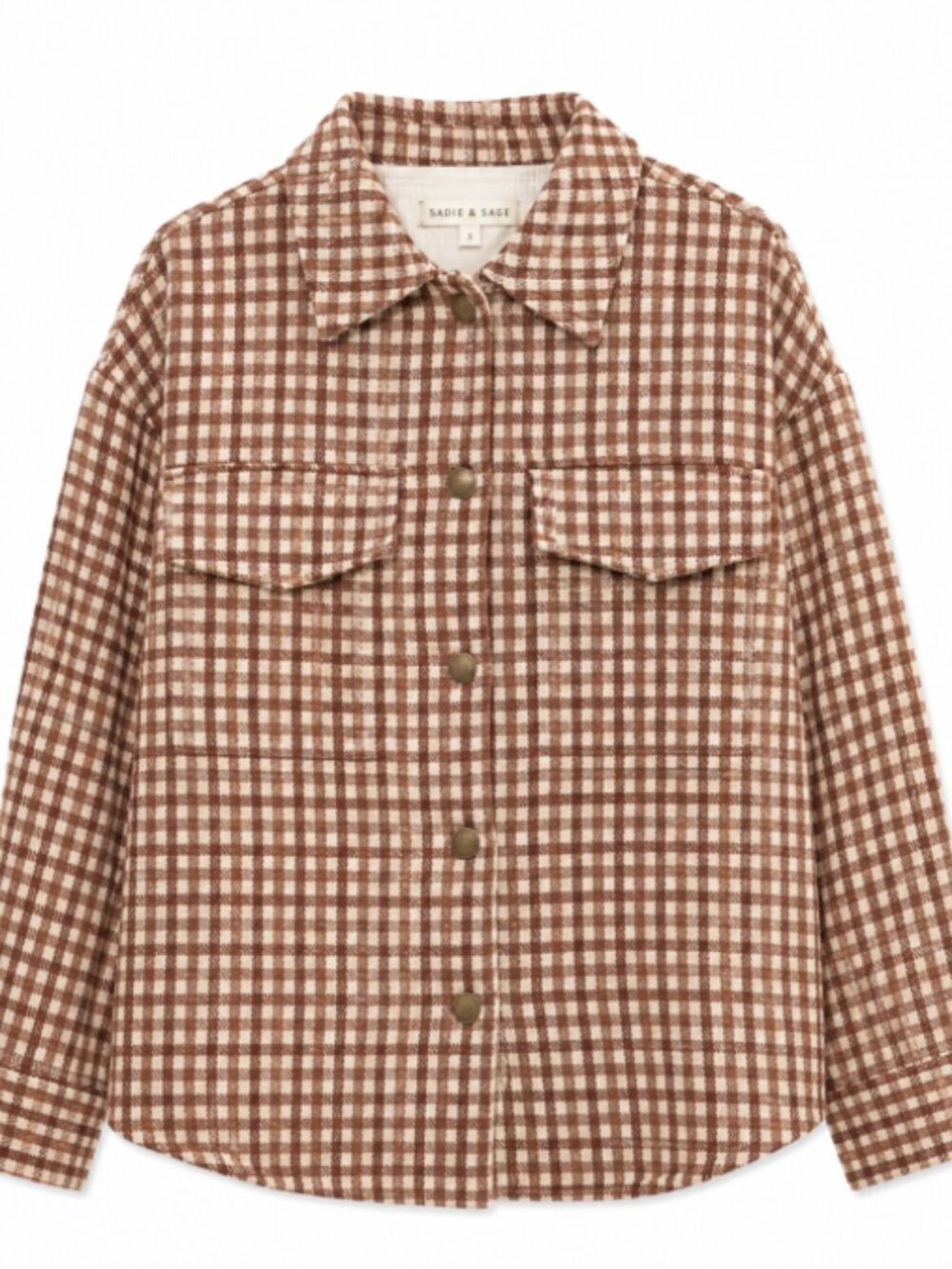 Sadie & Sage Brown and White Bomber Jacket | S